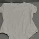 SUUKSESS Women Crew Neck Short Sleeve Thong Bodysuit Shirts Basic Top (Medium, 01 White)
