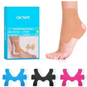 OK TAPE Precut Kinesiology Ankle Tape, 10 Pcs, Pain Relief, Prevent Ankle Sprain, Provide Support for Ankle Ligament, Elastic Athletic Tape, Breathable K Tape for Daily use - Beige
