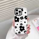 NITITOP Compatible with iPhone 15 Pro Max Case Cute Clear for Women Girls Black Flower Floral Pattern Ultra Slim with Bumper Protector Soft TPU Anti-Yellow Protective Phone Cover - Black