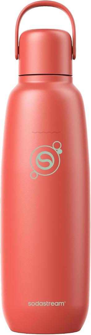 sodastream Fizz & Go Cool, Stainless Steel Carbonated Water Bottle 0.9L, Insulated Metal Bottle for Sparkling Water, Compatible with TERRA, ART, ENSO & More in Papaya Orange