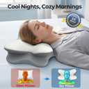 Cervical Neck Pillow - Contour Memory Foam Pillows for Pain Relief, Ergonomic Pillow for Sleeping, Side Sleeper Pillow for Neck Support, Orthopedic Bed Pillow for Back Stomach Sleepers(White & Blue)