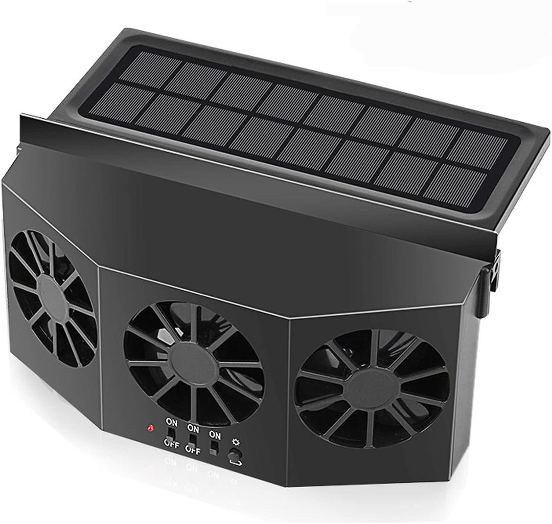 CYDZSW Car Solar Powered Window Exhaust Fan, Car Air Purifier, Car Solar Power Air Vent Radiator Fans for Backseat or Frontseat, Vehicle Ventilation Fan(Black)