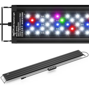 SEAOURA Led Aquarium Light for Plants-Full Spectrum Fish Tank Light with Timer Auto On/Off, 30-36 Inch, Adjustable Brightness, White Blue Red Green Pink LEDs with Extendable Brackets for Freshwater