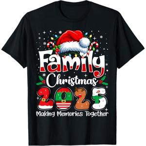 Family Christmas 2025 T-shirt 3 Pcs 2XL, M, S Black