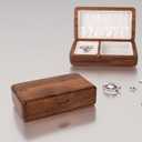 Jewelry Box Ladies Retro Travel Portable Mini Simple Solid Wood Wooden Small Jewelry Organize Storage Display Box (Walnut)