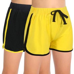 GORLYA 2 Pack Girl's Active Wear Play up Workout Gym Athletic Sport Running Casual Dolphin Shorts (Yellow)