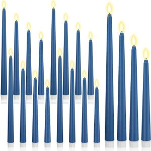 24 Pcs Flameless LED Taper Candles Battery Operated Candles 8.58'', 9.69'', 10.98'', 12.91'', 12.8'' Flameless Candlesticks Flickering for Halloween Christmas Church Wedding(Blue)