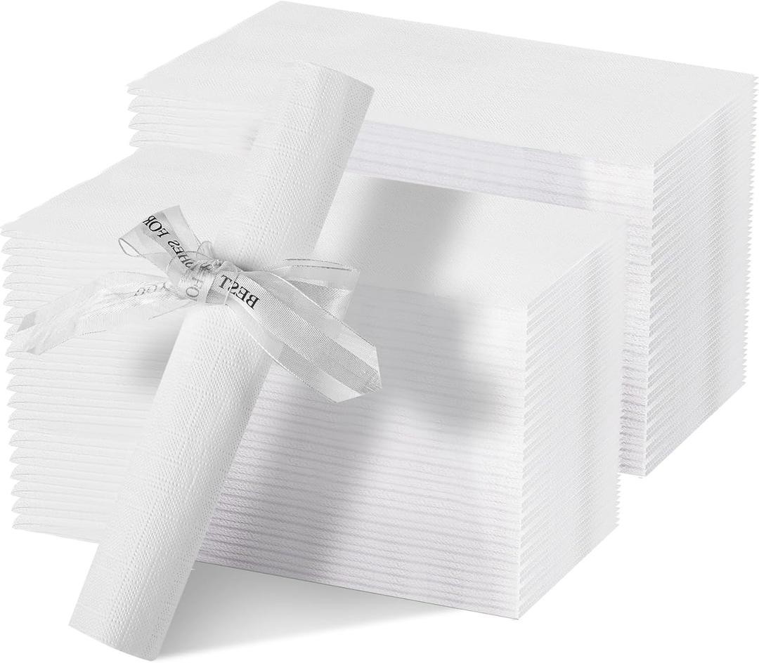 400PCS White Disposable Napkins, 3-Ply Premium Paper Napkins for Weddings, Parties, Dinner, and Everyday Use - Soft and Absorbent Hand Towels, Elegant Paper Guest Towels, Eco-Friendly, Bulk Pack