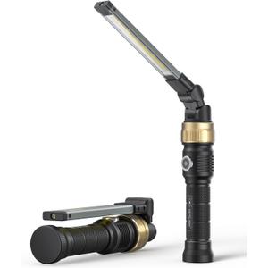 HOTLIGH Rechaegeable Work Light, 5000mAh Magnetic Flashlight with 360 Rotate Foldable Design, 1200 Lumens Led Work Light, Mechanic Light for Car Repairing/Emergency