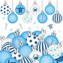 Civaner 24 Pcs 1.57 Inch Summer Tree Ornaments - Beach Ocean Balls Seashells Hanging Decorations for Small Tree, Coastal Party, Nautical Event, Bachelorette Parties & Blue Coast Themed Home Decor