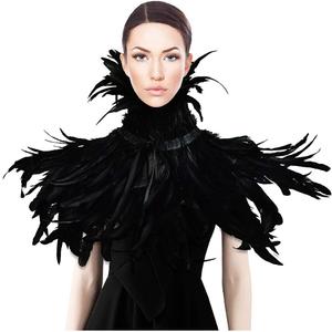 HOMELEX Black Witch Feather Collar Crow Shawl Costume Halloween Swan Wings Accessories Cape for Women (Style-3)