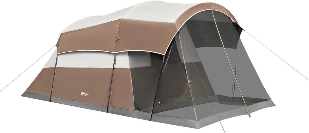 Portal 6 Person Family Camping Tents with Screen Porch, Weater Resistant 7' Tall Tent with Rainfly & Upgrated Poles, Easy Setup Tent for Outdoor Family Camping
