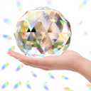 Clear Glass Crystal Ball Prism Suncatcher Rainbow Maker, Sphere Faceted Gazing Ball for Window, Feng Shui, Home Office Garden Decoration(100mm/3.94inch)