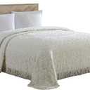 Beatrice Home Fashions Medallion Chenille Bedspread, Full, Ivory