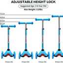 Amazon.com : ChromeWheels Scooter for Kids, Deluxe 3 Wheel Scooter for Toddlers 4 Adjustable Height Glider with Kick Scooters, Lean to Steer with LED Flashing Light for Ages 3-6 Girls Boys, Light Blue : Sports & Outdoors