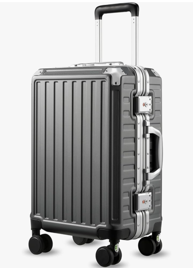 LUGGEX Carry On Luggage with Spinner Wheels, 20 Inch Aluminum Frame Zipperless Polycarbonate Hard Shell Suitcase, Charcoal Metallic LUGGEX Carry On Luggage with Spinner Wheels, 20 Inch Aluminum Frame Zipperless Polycarbonate Hard Shell Suitcase, Charcoal Metallic