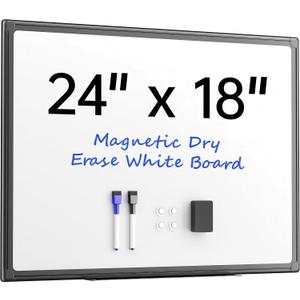 VUSIGN 24" x 18" Magnetic Whiteboard for Wall, Dry Erase Board with Black Frame, Hanging White Board for Office, Home, School, Dorm Includes Markers, Magnets & Eraser
