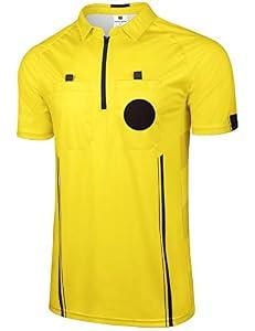 FitsT4 Sports Pro Soccer Referee Jersey Short Sleeve Ref Shirts Yellow, XL