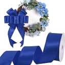 Royal Blue Satin Wired Ribbon 2-1/2 Inch X 25 Yards Wired Satin Ribbon Wedding Decorations for Gift Wrapping Wreaths Spring Decoration Crafts Home Decor