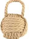 Creative Co-Op Nautical Rope Knot Decorative Cotton Door Stop, Natural (6.25" Round)