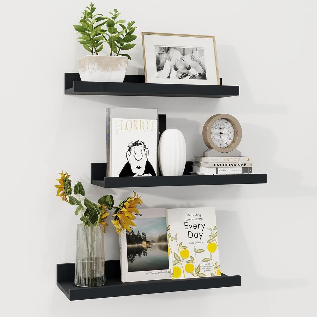 Wall Ledge Set Of 3 Black   30" 24" 18"