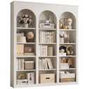 MapleGrace 71" Triple Arched Bookcase, Tall Bookshelf with Shelves, White