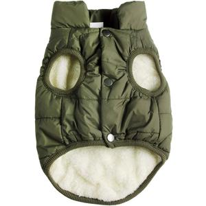 2 Layers Fleece Lined Warm Dog Jacket for Puppy Winter Cold Weather,Soft Windproof Small Dog Coat,Green XS