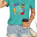 Teacher Shirts for Women Teacher Gifts Short Sleeve Shirts Graphic Tees Summer Tops 2025 (M)