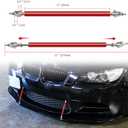 4Pcs Front Bumper Lip Chin Spoiler Splitter Diffuser Protector Air Dams Fit 66.9"-76.7'' Width Cars with 2Pcs Adjustable 8"-11" Red Splitter Rods, Glossy Black Sharp Corner