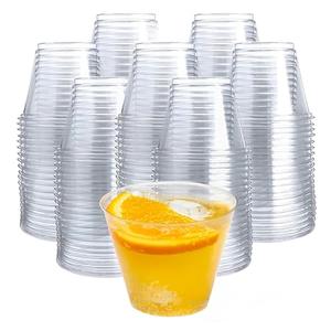 Prestee 200-Pack - 9oz Clear Plastic Cups - Durable Disposable Plastic Wine Glasses for Party, Weddings, and Catering - Small Drinking Glasses for Cocktails and Beverages - Heavy-Duty Fruit Punch Cups