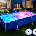 Above Ground Pool,2026 Frame Deep Swimming Pool with Pool Lights,Rectangle Family Pool,Above Ground Pool Easy Set,7ftx48inx24in Outdoor Pool,Backyard Pool for Kids,Adults,Pump Not Included