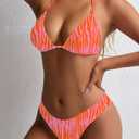 TASHEHE Women's Colorful String Bikini Set Sexy Triangle Two Piece Swimsuit Halter Bathing Suit (Pink, M)
