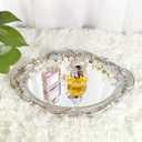 Oval Decorative Mirror Tray, French Style, Makeup Organizer, Jewelry Organizer, Serving Tray, 9.8"x 14.6", Golden Silver