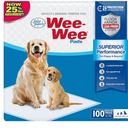 Four Paws Wee-Wee Superior Performance Unscented Pee Pads for Dogs & Puppies, Quilted Leak-Proof Dog Housebreaking Potty Training Floor Protection, 22" x 23", 100 Count
