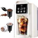 KIDISLE Hot & Iced Coffee Maker with Bold Setting, Single Serve Coffee Maker for K Cup and Grounds, 6-14 Oz Brew Sizes, 50 Oz Removable Water Tank, One Cup Coffee Machine with Reusable Filter, White