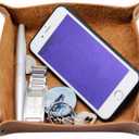 boshiho Valet Tray for Men, Leather Jewelry Catchall Key Phone Coin Box Change Caddy Bedside Storage Box (Crazy Horse Leather - Light Brown)