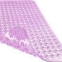 Yimobra Non Slip Bath Mat, Super Strong Suction Cups,34.5"x15.5"Long Tub Mat with Drain Holes, Machine Washable Fast Draining Shower Mats, Bathroom Essentials,Clear Purple