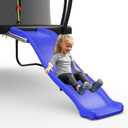 Lyromix Plastic Trampoline Slide for 8-16FT, Heavy Duty Outdoor Slide for Trampoline, Safe Trampoline Ladder for Kids 6+, 220 LBs Capacity, Blue