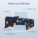 Wink Deer Twin Comforter Set for Boys-5 Pieces Space Glow in the Dark Twin Bedding Sets for Kids, Ultra Soft Bed in A Bag with Sheets