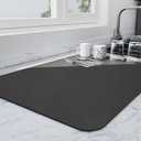 Ecotrim - Dish Drying Mat for Kitchen Counter | Coffee Bar Mat for Countertops | Heat Resistant Drainer Mat with Non-slip Rubber Backed | Hide Stain Kitchen Absorbent Draining Mat | Black 16"x18"