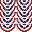 10Pack 2x4Ft American Flag Bunting, Patriotic Pleated Half Fan Flag Outdoor, USA 4th of July Buntings Red White and Blue Party Decorations Memorial Day Decor for Porch Indoor Outside