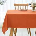 Maxmill Rectangle Linen Textured Tablecloth Spillproof Wrinkle Resistant Fall Table Cloth, Kitchen Dining Room Thanksgiving Decoration, Fabric Table Cover Halloween Tablecloths, 52 x 70 Inch, Rust