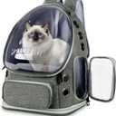 Cat Backpack Carrier with Bubble Window, Breathable & Foldable Pet Travel Carrier for Small Dogs and Cats, Airline-Approved for Hiking & Outdoor Use (Gray)