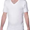 Sweatproof Undershirt for Men, V-Neck, White, Sweat Pads (Small)