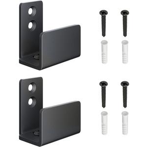 SMARTSTANDARD 2 Pack Adjustable U Shape Barn Door Floor Guides, Wall Mounted Flexible Flush Bottom Guide, Sturdy Steel Material, Black