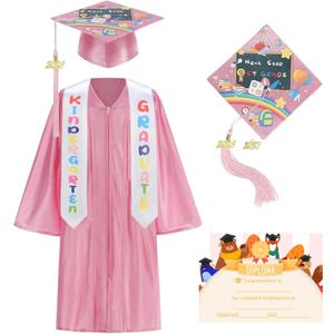 GRAJTCIN Kindergarten Preschool Graduation Cap and Gown with 2026 Tassel Graduation Stole and Certificate