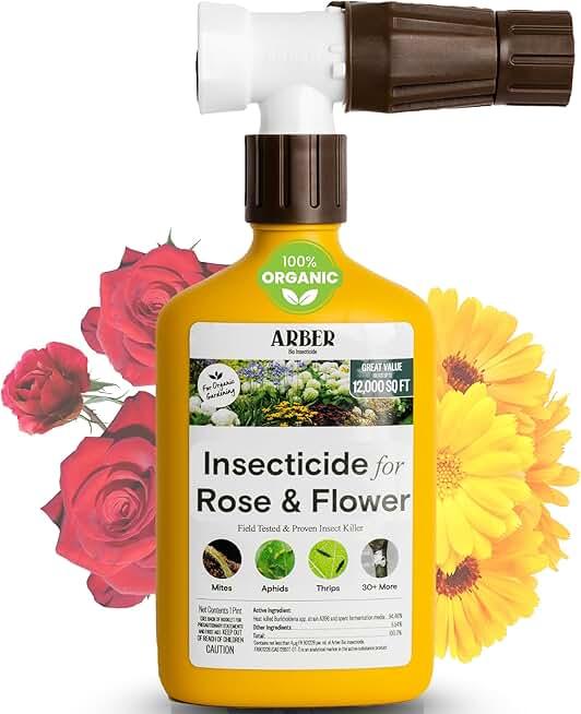 Organic Insecticide for Roses & Flowers – 16oz Ready-to-Spray Pest Control – Controls Aphids, Thrips, Japanese Beetles & More – Bee-Safe & Eco-Friendly