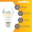 Sunlite 80509 LED A19 Clear Filament Style Light Bulb, 6 Watts (40 Watt Equivalent), 600 Lumens, 120 Volts, Dimmable, Medium E26 Base, UL Listed, Silver Bowl, 2700K Soft White, 1 Pack
