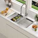 MAYESAR 30 Undermount Stainless Steel Kitchen Sink - Workstation Sink 16 Gauge Single Bowl Deep Handmade Sinks with Brushed Finish, Round Corner, 30"x19"x10"