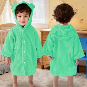 VOOVA & MOVAS Mint Green Baby Hooded Towel for Boys and Girls | 100% Cotton Newborn Towel | Ultra Soft Absorbent Infant Hooded Towel | Bear Ear, 0-24 Months for Bath Pool Beach 
